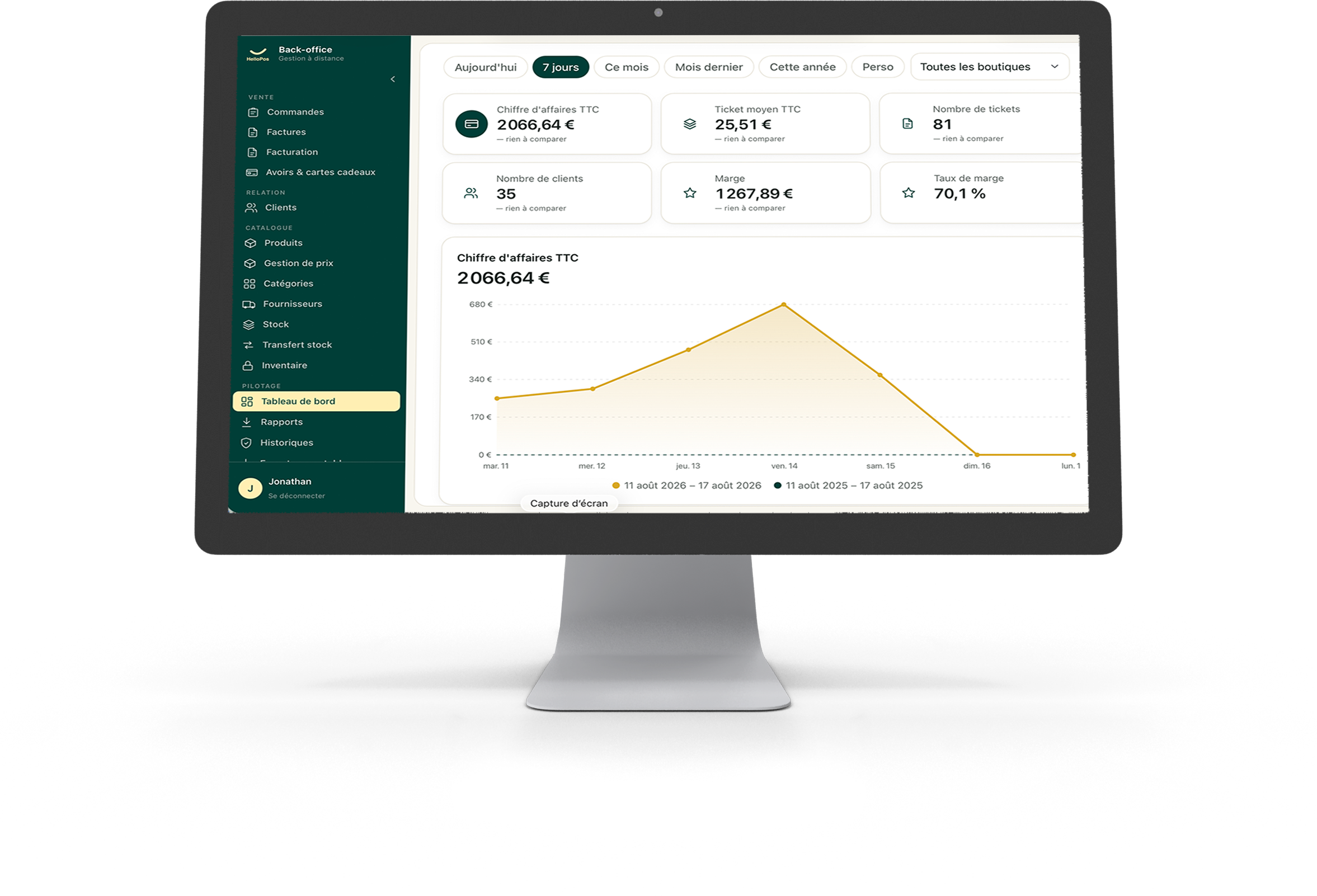 Aperçu du back-office HelloPos