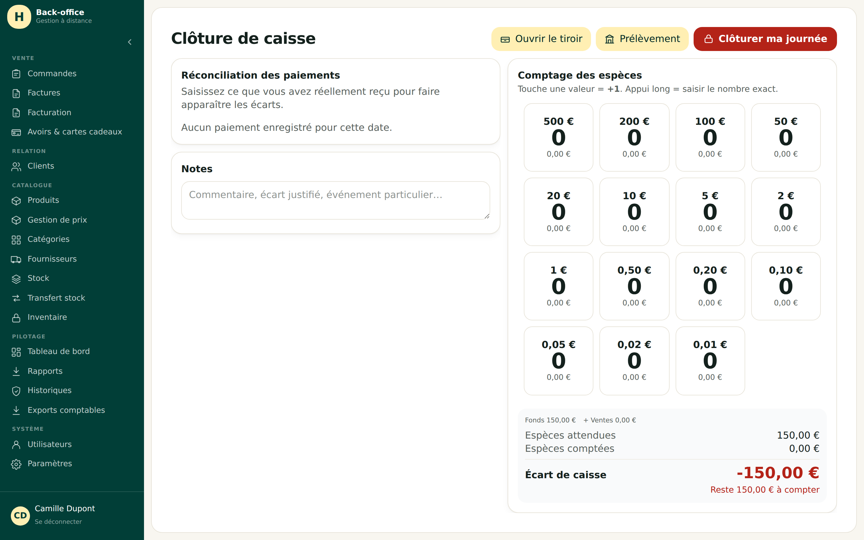 Clôture de caisse